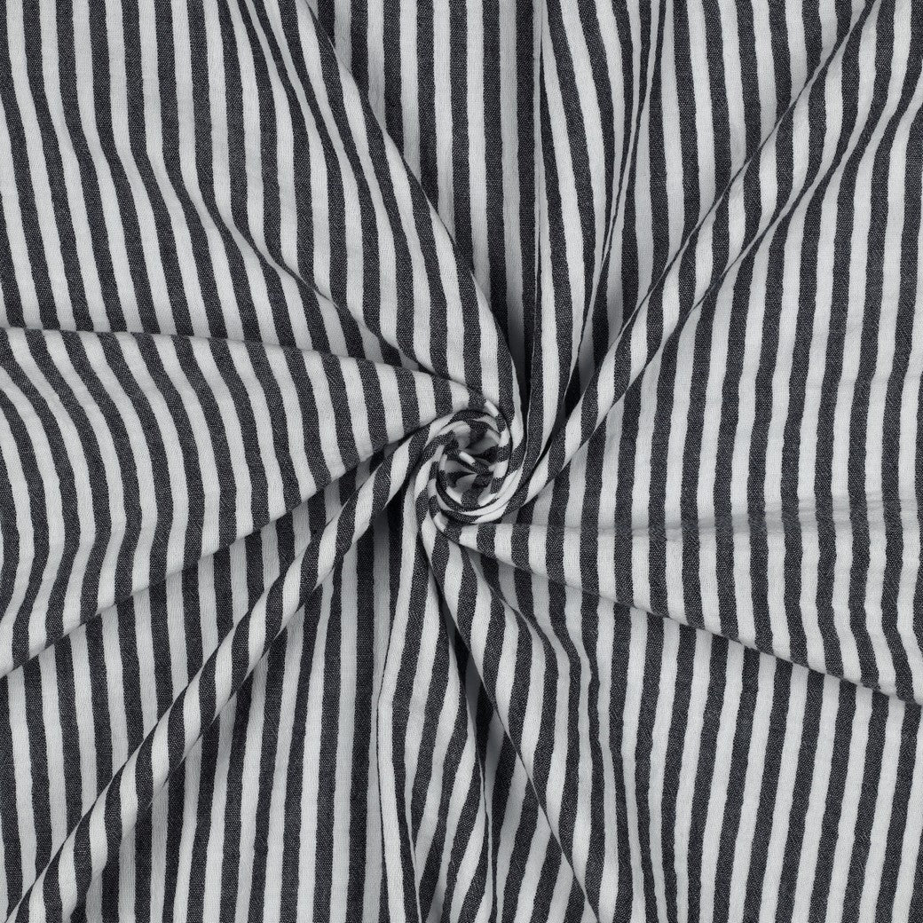 0.5m Musselin Streifen navy