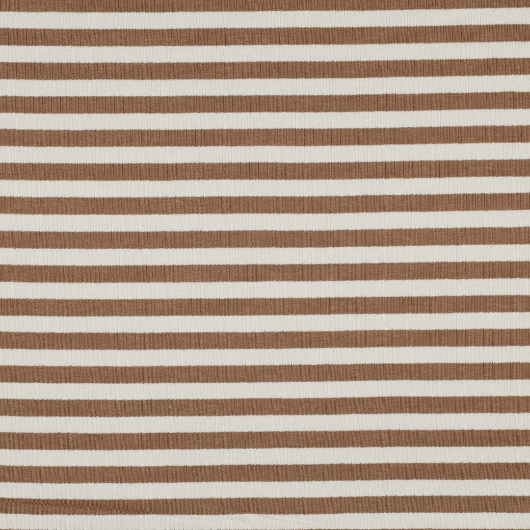 0.5m Rippjersey breit Streifen zimt