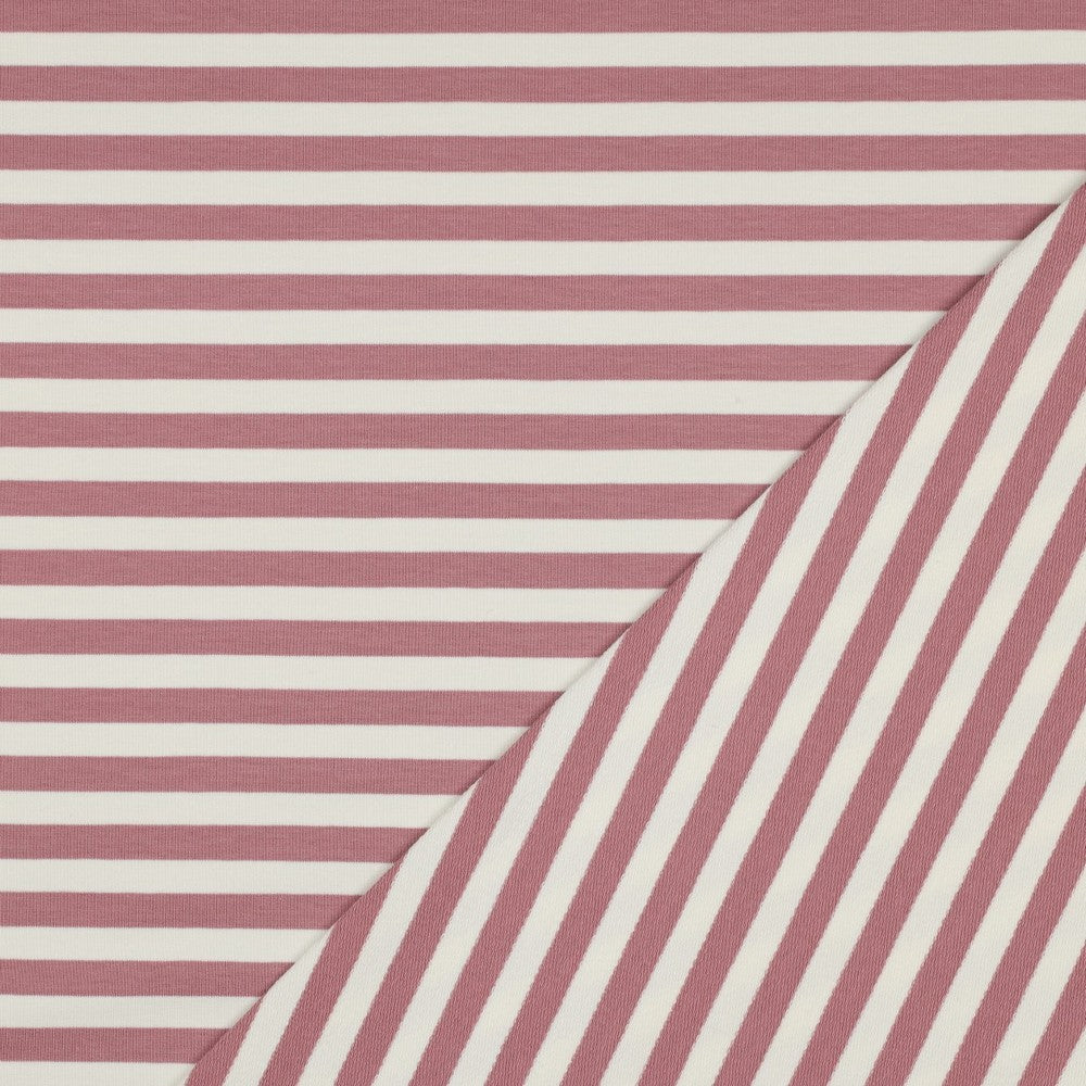 0.5m French Terry Streifen rosa