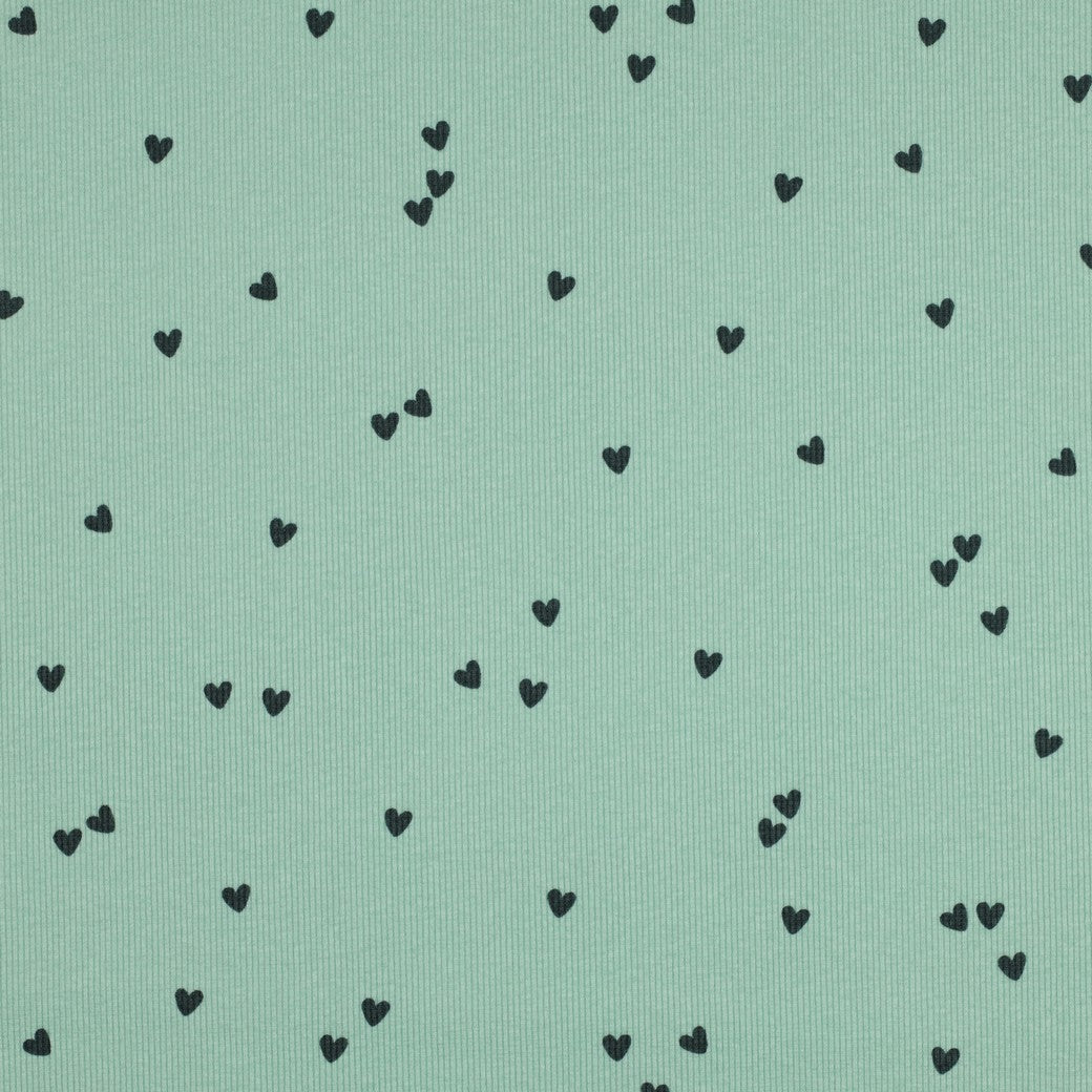 0.5m Rippjersey Herzen sage