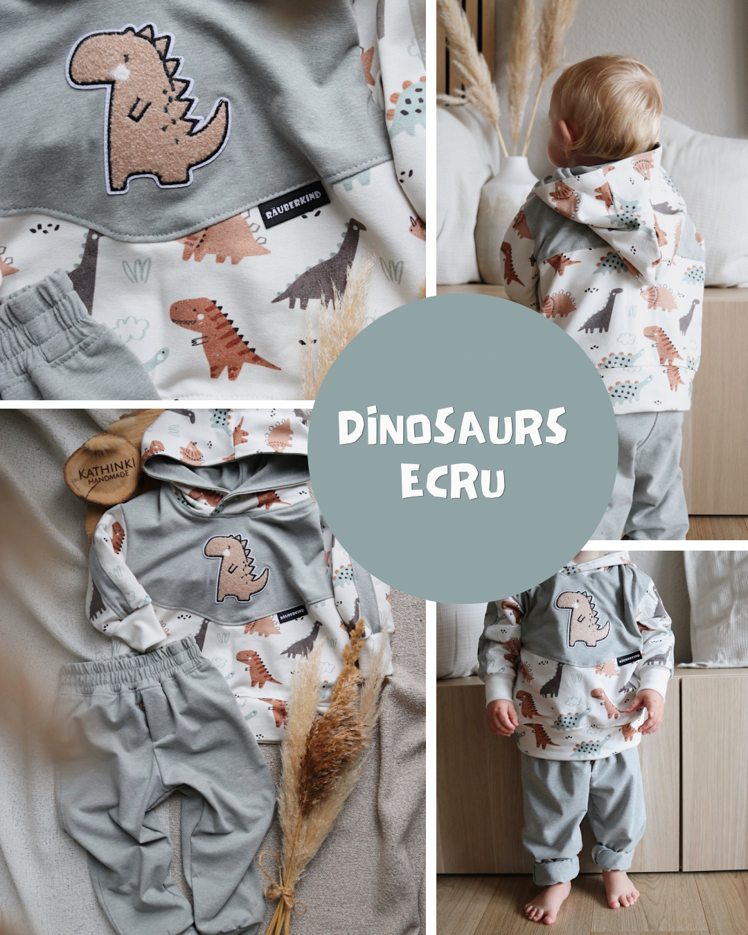 0.5m Biojersey Dinosaurs ecru