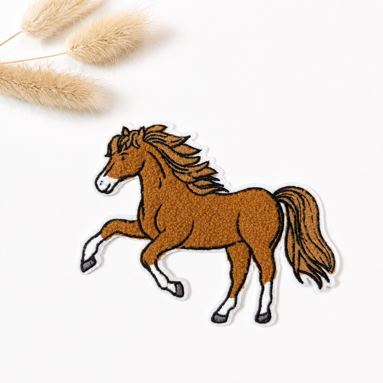 Chenille Patch: Pferde-Scratch: Pferd braun | 10x13cm