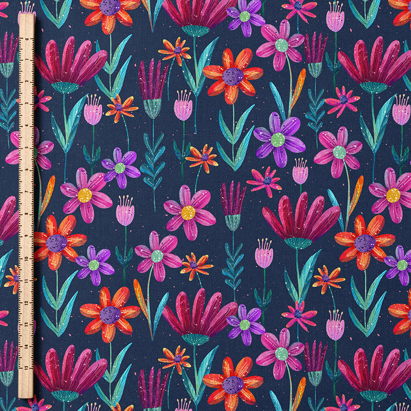 0.5m BIO Rippjersey Aquaflowers dark