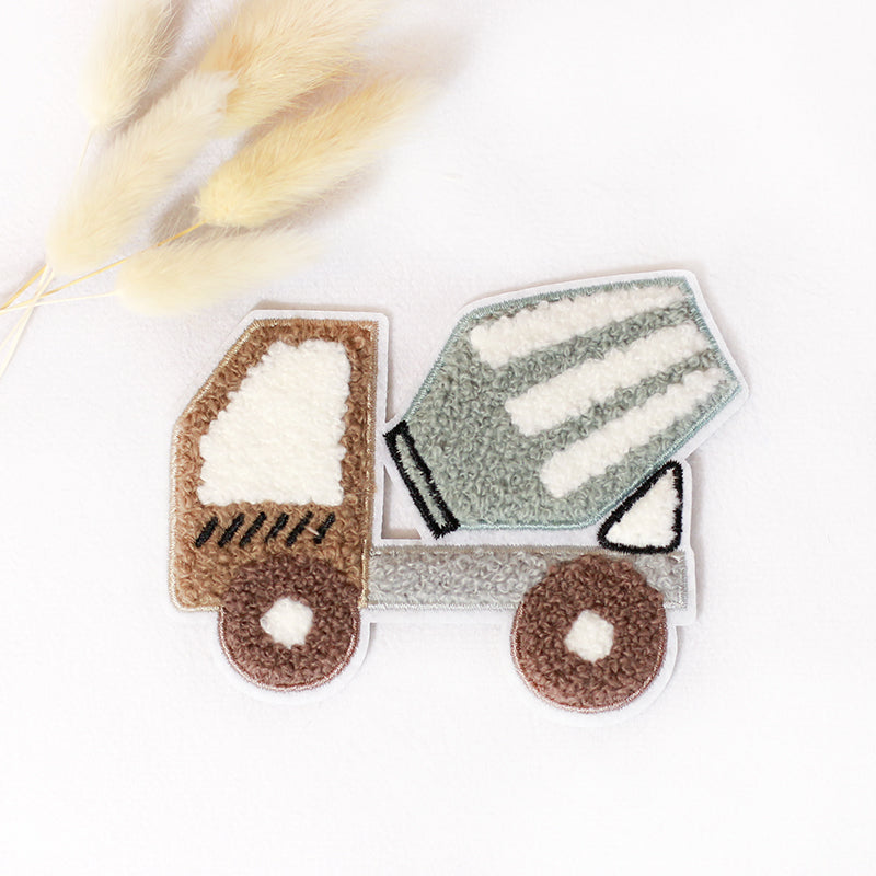 Chenille Patch: Baustellengetümmel Betonmischer teal | 8x11cm