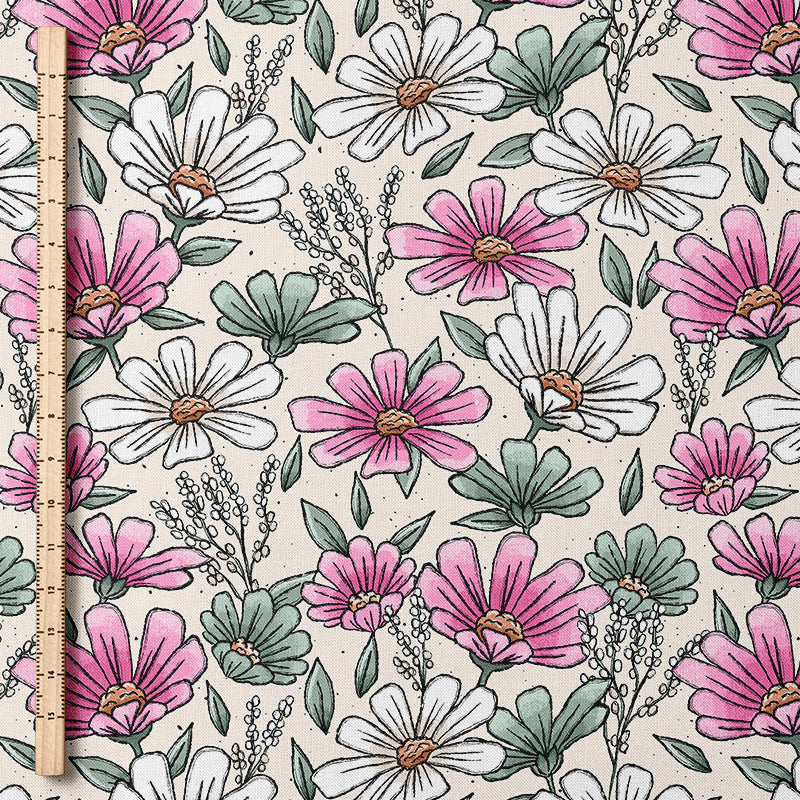 0.5m BIO French Terry Blümchenzeit rosa