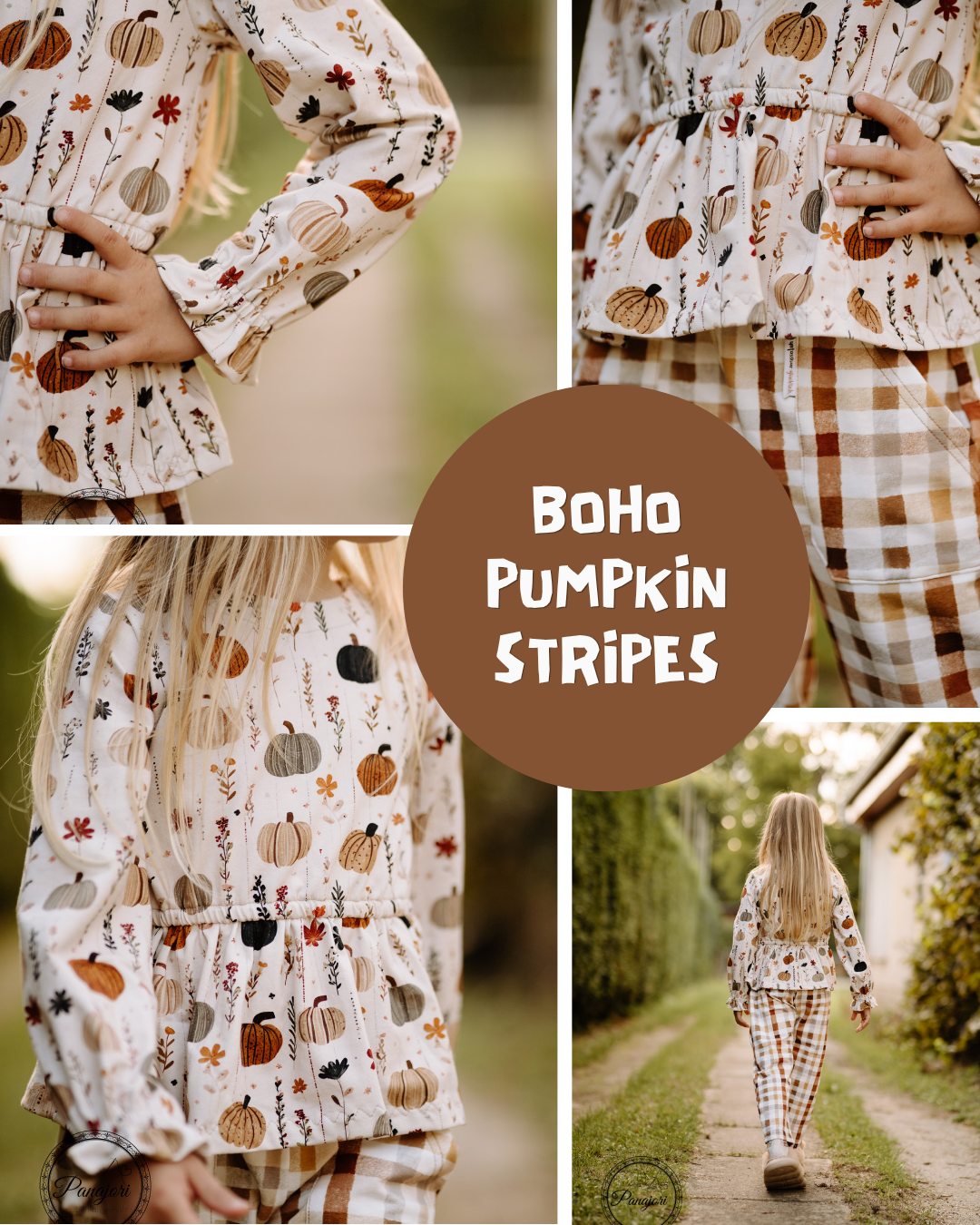 RESTSTÜCK 50cm French Terry Boho Pumpkin Stripes