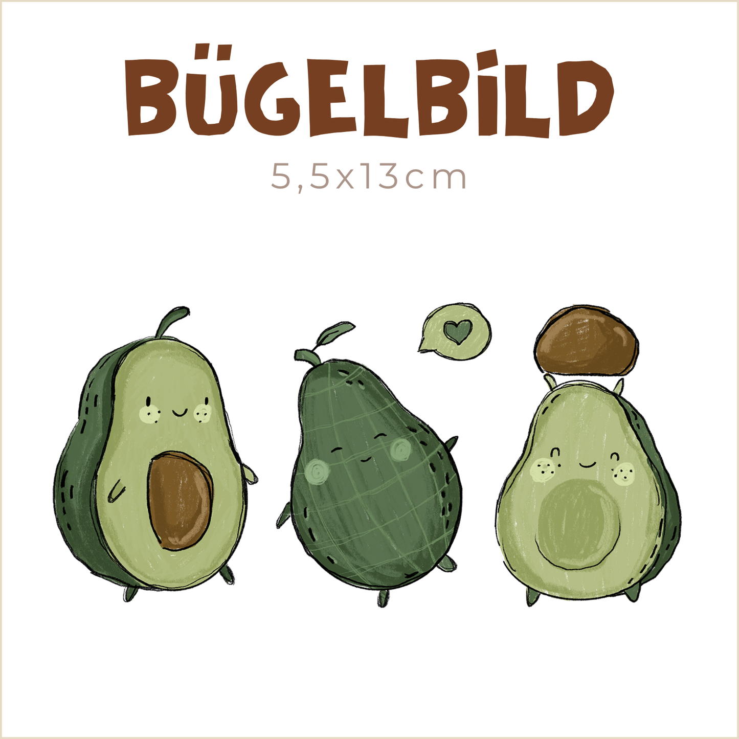 Bügelbild Avocado Team | 5,5x13cm