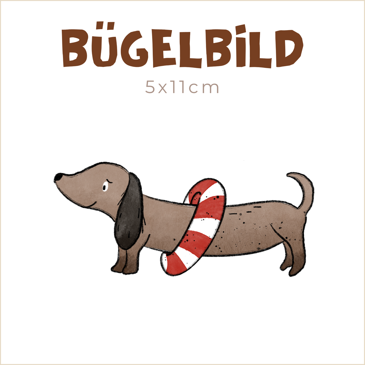 Bügelbild Dackel at the Beach – Schwimmreif | 5x11cm