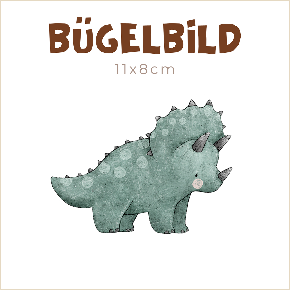 Bügelbild Dinos: Triceratops grün | 11x8cm