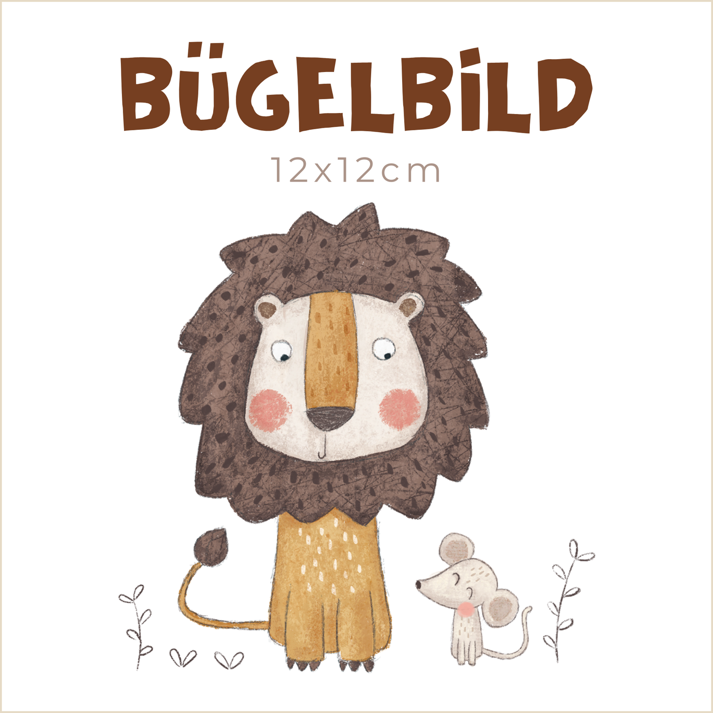 Bügelbild Lion and Mouse | 12x12cm