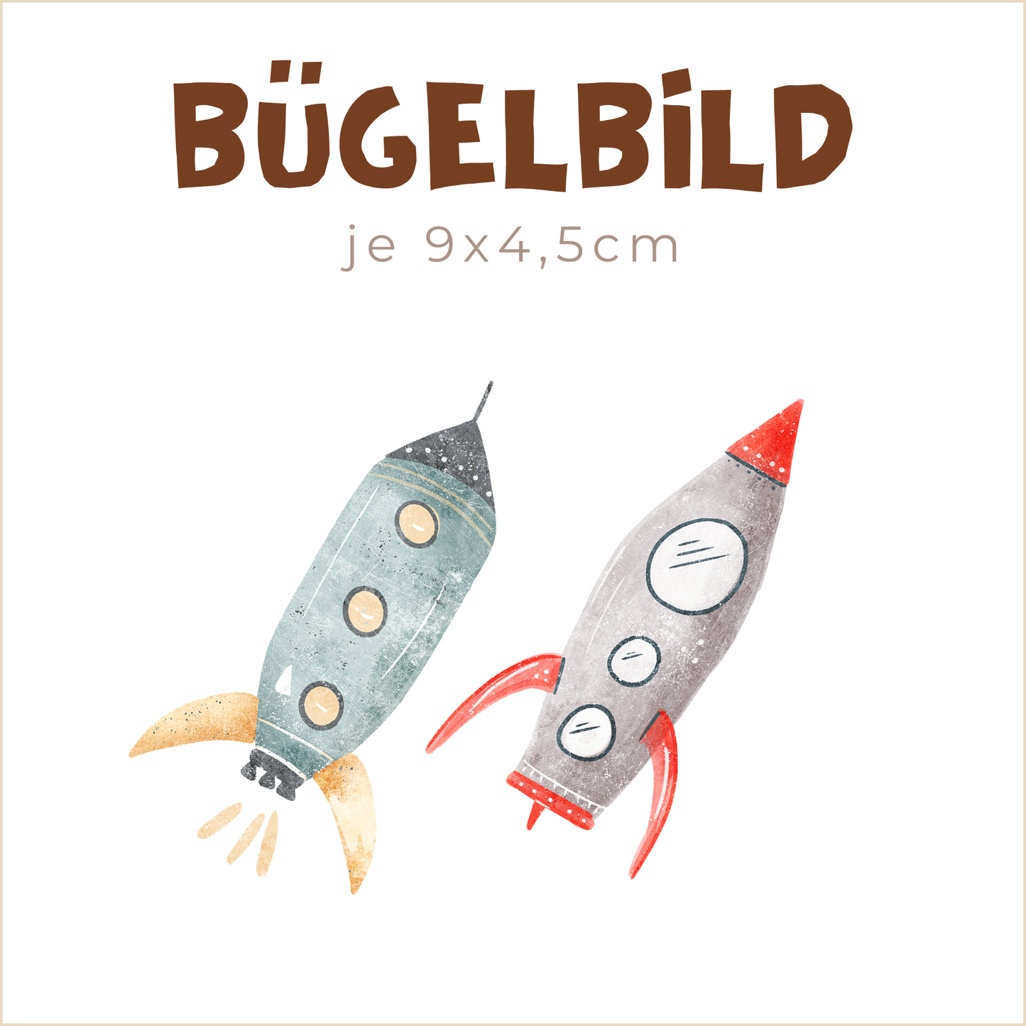 Bügelbild Raketen 2er-Pack | je 9x4,5cm