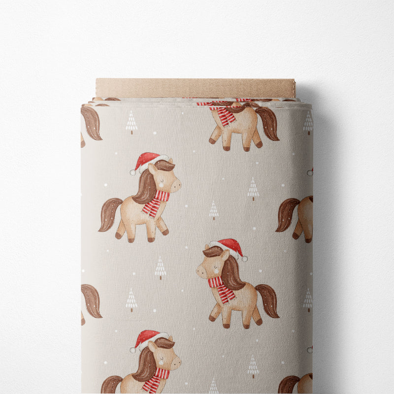 0.5m BIO French Terry Christmas Horse beige *STOFFÜBERSICHT*