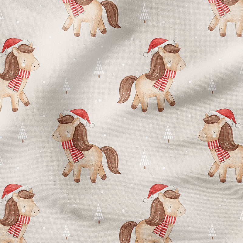 0.5m BIO French Terry Christmas Horse beige *STOFFÜBERSICHT*