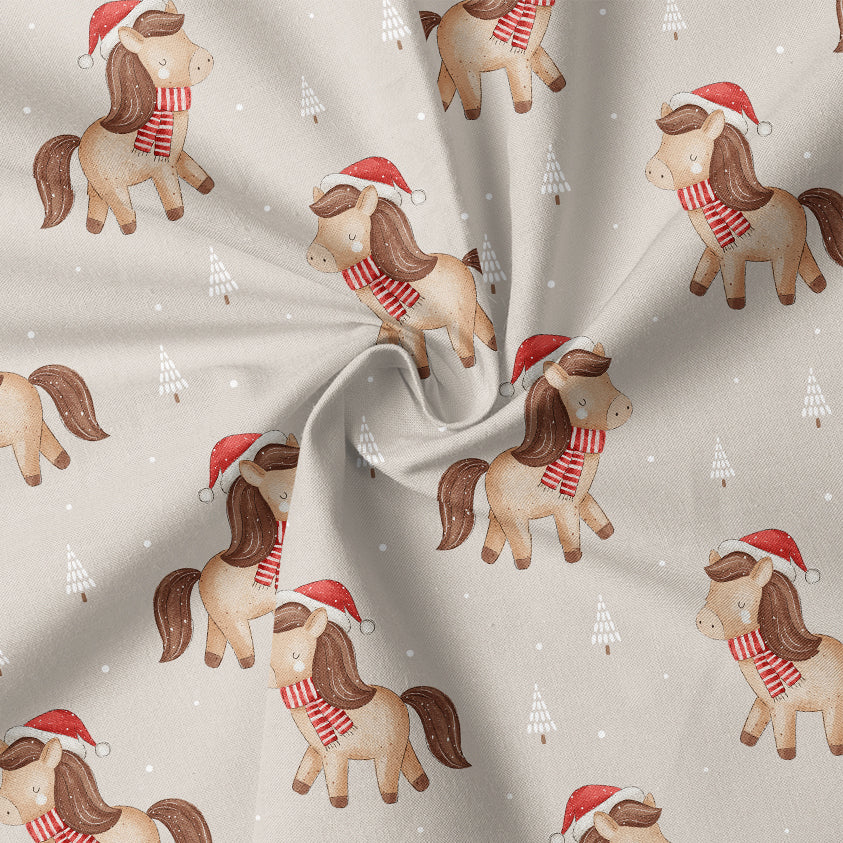 0.5m BIO French Terry Christmas Horse beige *STOFFÜBERSICHT*
