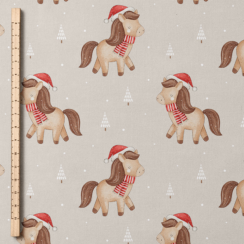0.5m BIO French Terry Christmas Horse beige *STOFFÜBERSICHT*