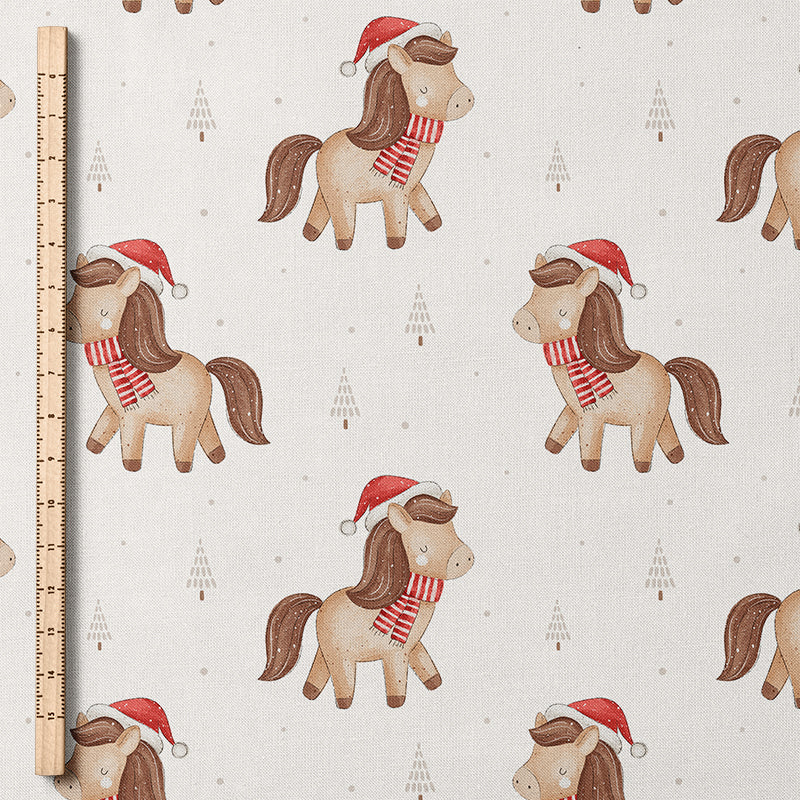 0.5m BIO French Terry Christmas Horse natur *STOFFÜBERSICHT*