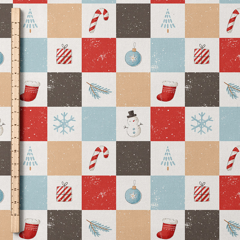 0.5m BIO French Terry Christmas Mood Checkerboard