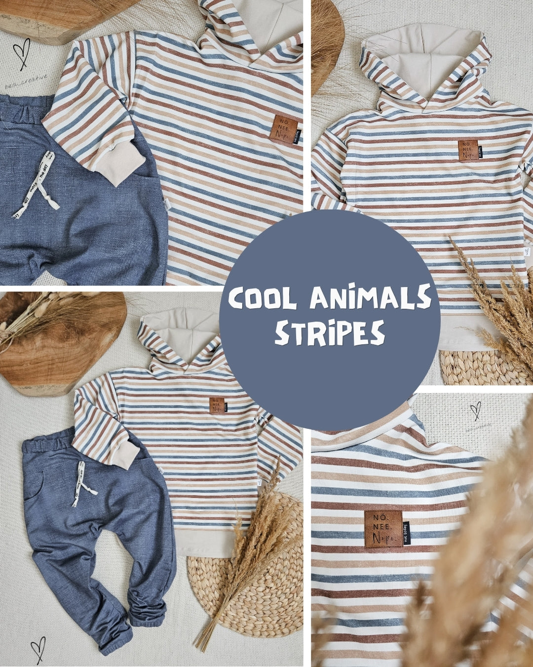 0.5m BIO French Terry Cool Animals Streifen *STOFFÜBERSICHT*