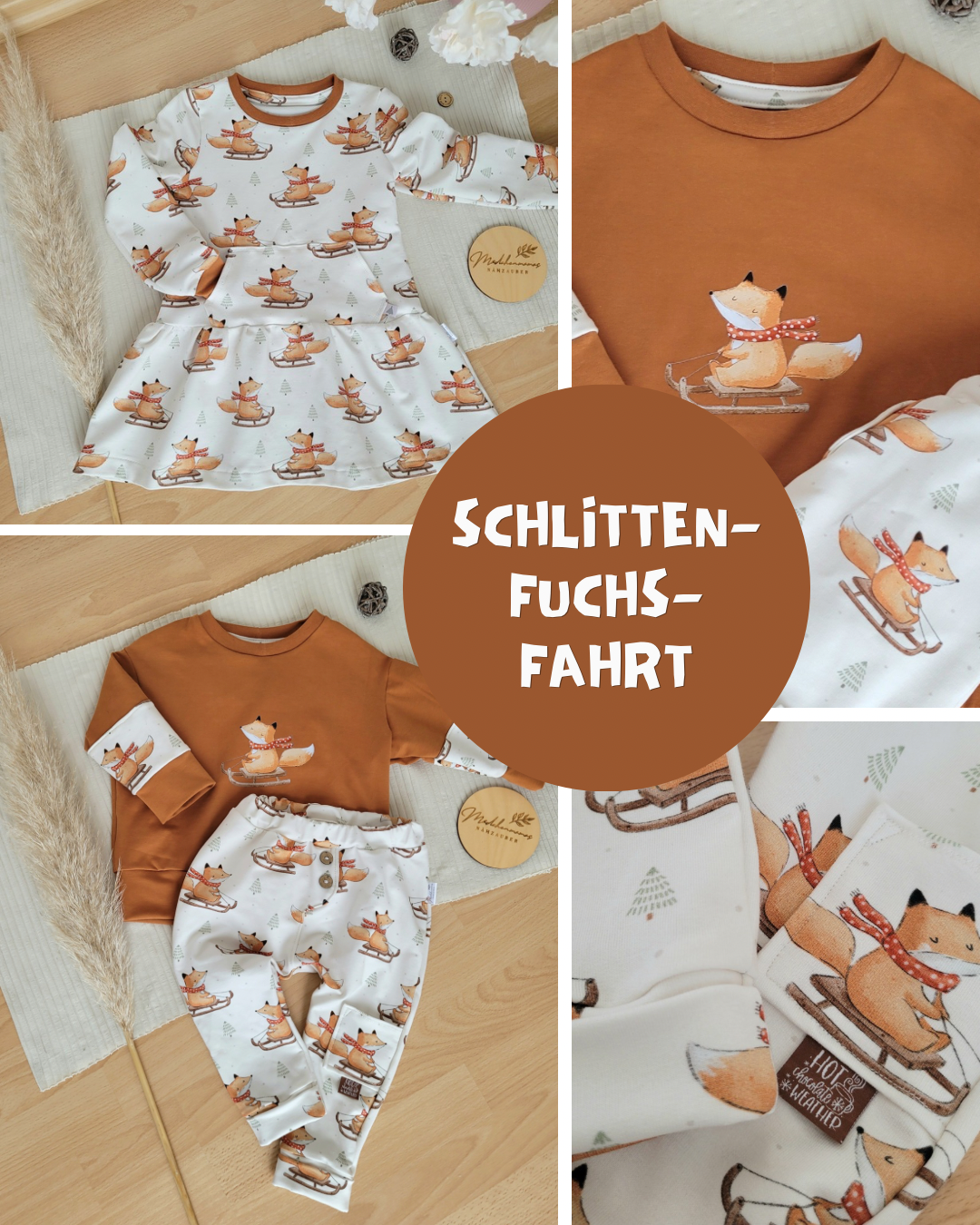 0.5m BIO French Terry Schlitten-Fuchs-Fahrt