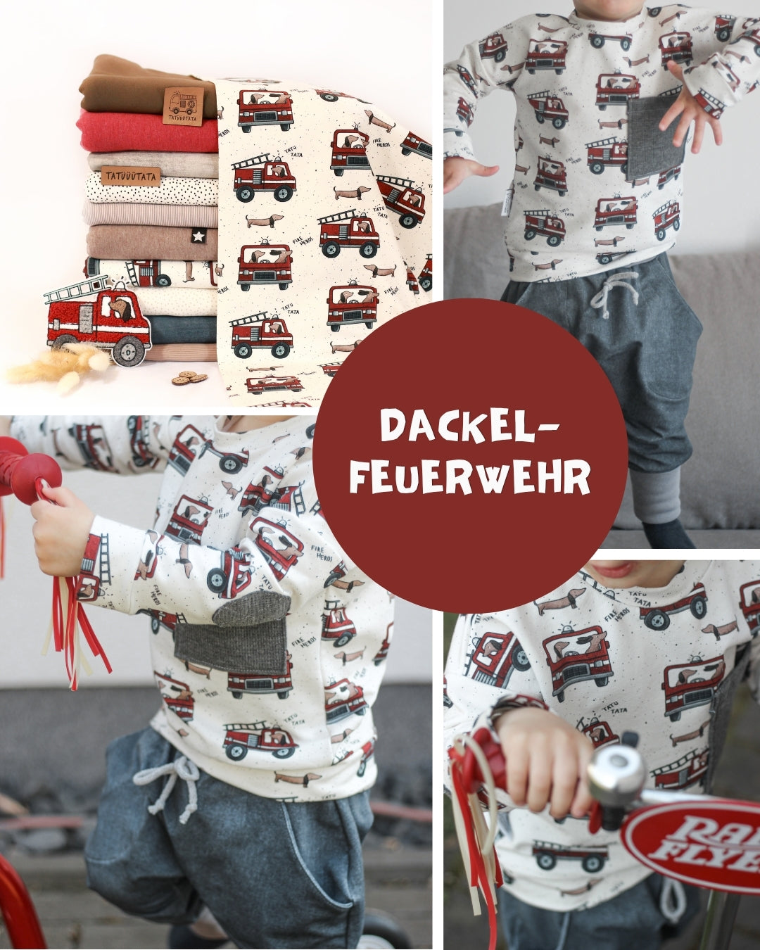 RESTSTÜCK 115cm BIO Rippjersey Dackel-Feuerwehr
