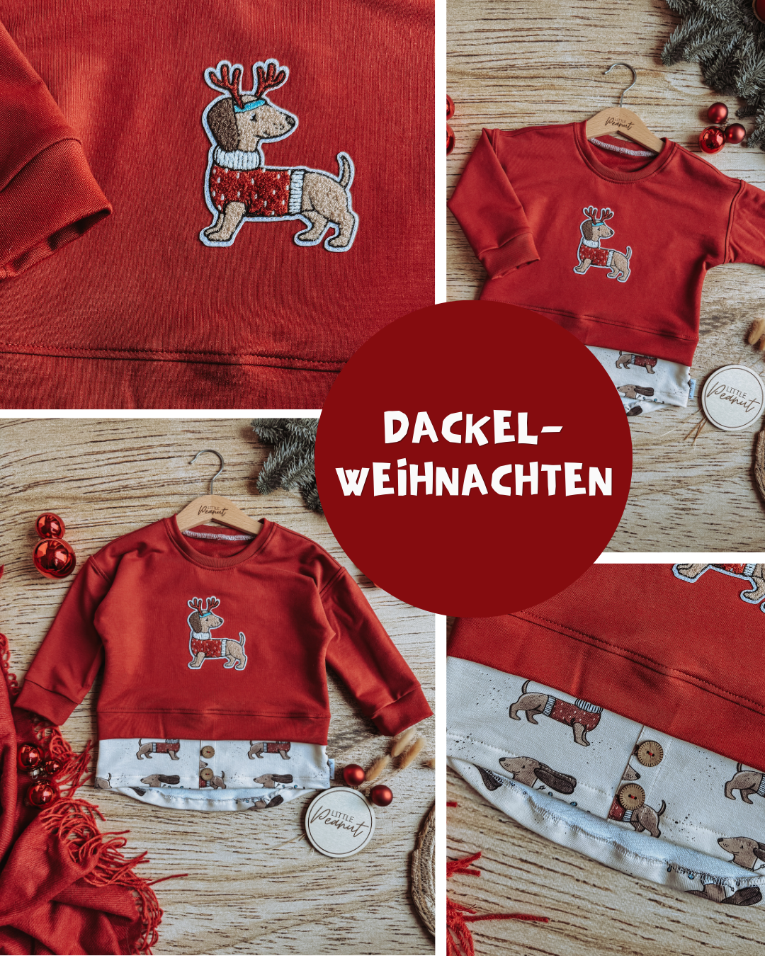 0.5m BIO French Terry Dackel-Weihnachten