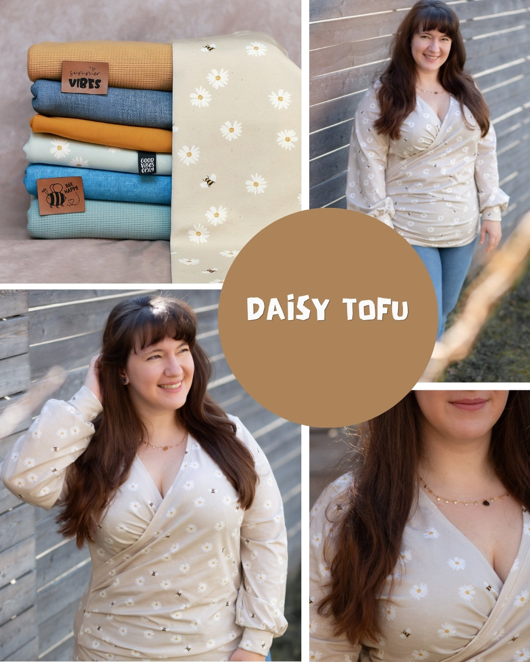 0.5m BIO French Terry Daisy tofu