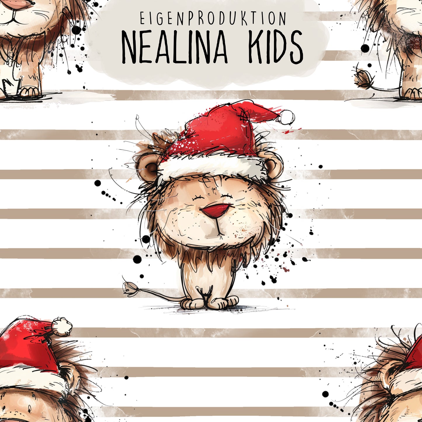 0.5m Biojersey Christmas Lion gestreift