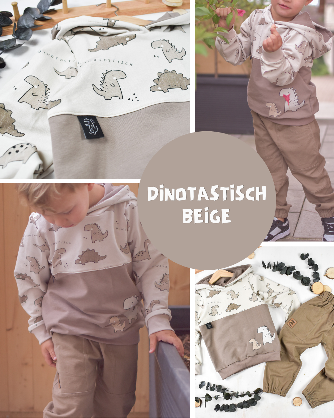 0.5m BIO French Terry Dinotastisch beige