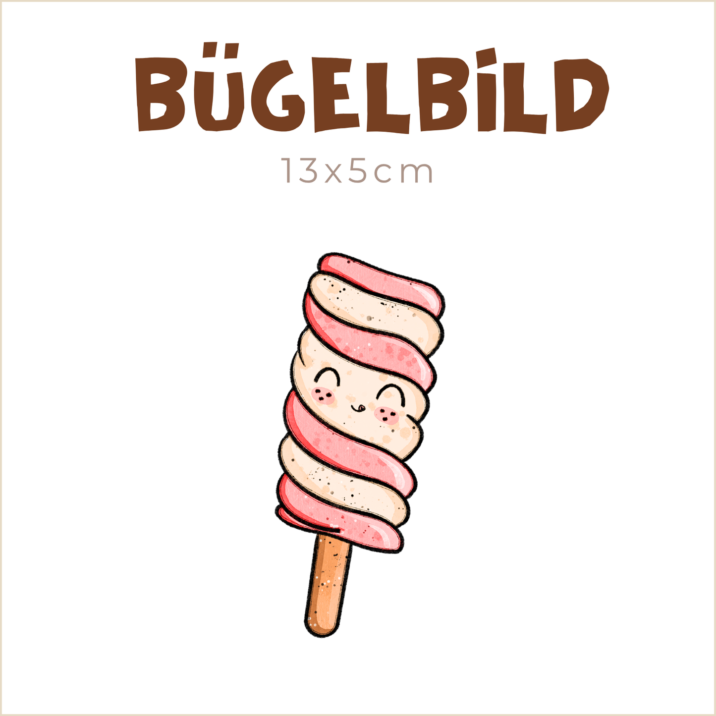 Bügelbild Eisliebe: Erdbeere-Vanille | 13x5cm