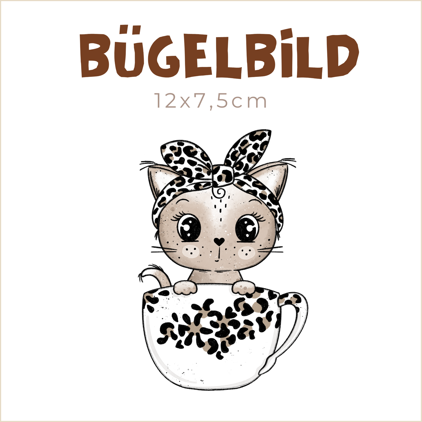 Bügelbild Tassen-Kitty leo | 12x7,5cm