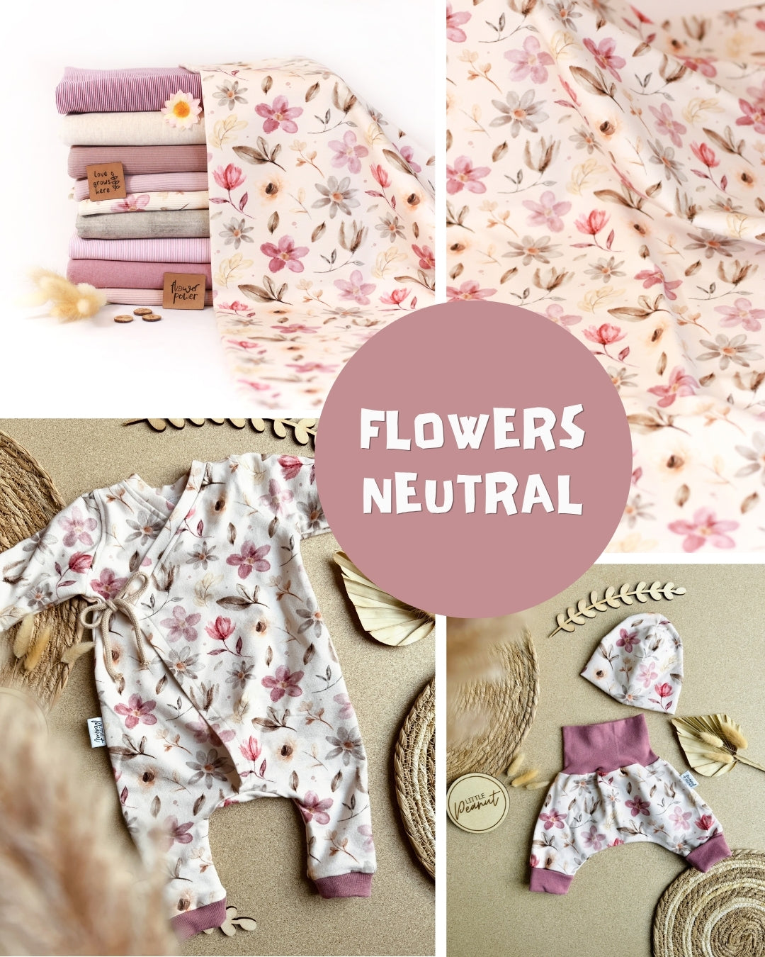 175cm Softshell Flowers neutral