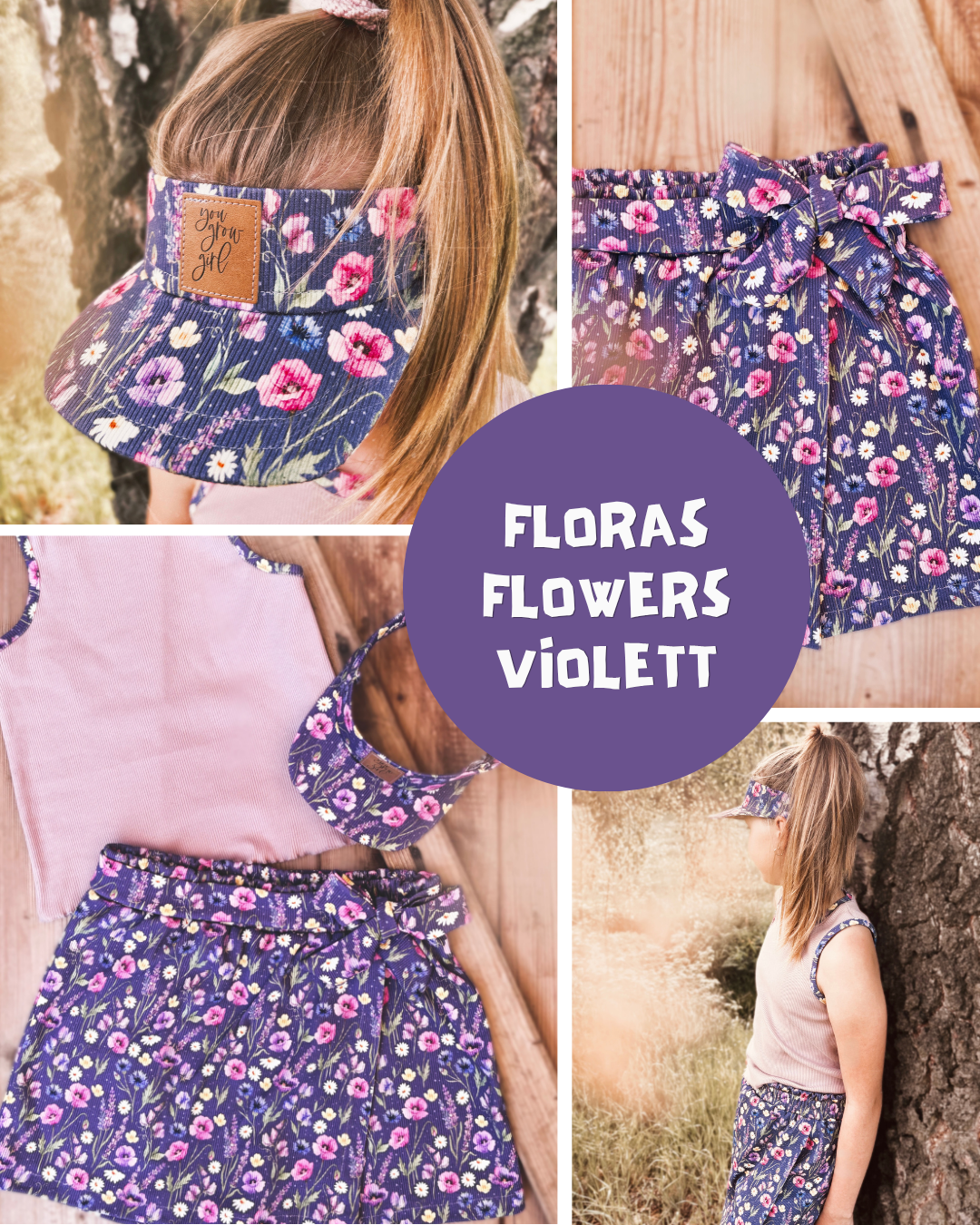 0.5m BIO French Terry Floras Flowers violett