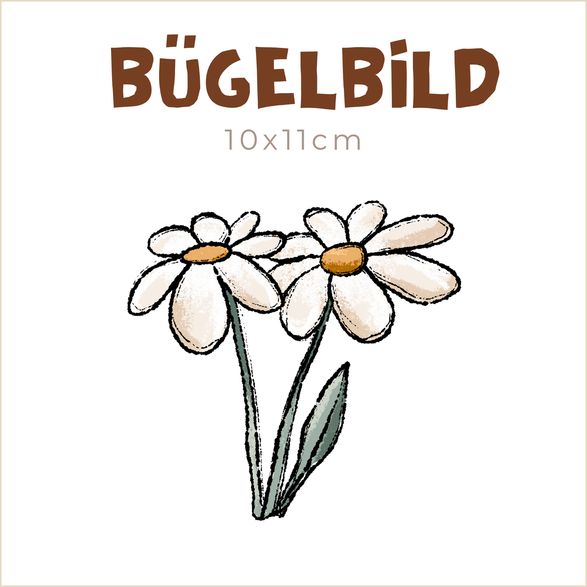 Bügelbild Wiesenhase: Blumen weiß | 10x11cm