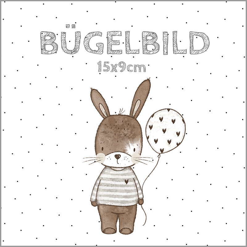 Bügelbild Hase und Luftballon | 15x9cm