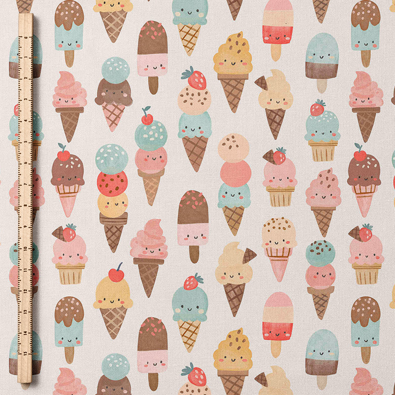 RESTSTÜCK 150cm Bademodestoff Icecream summer