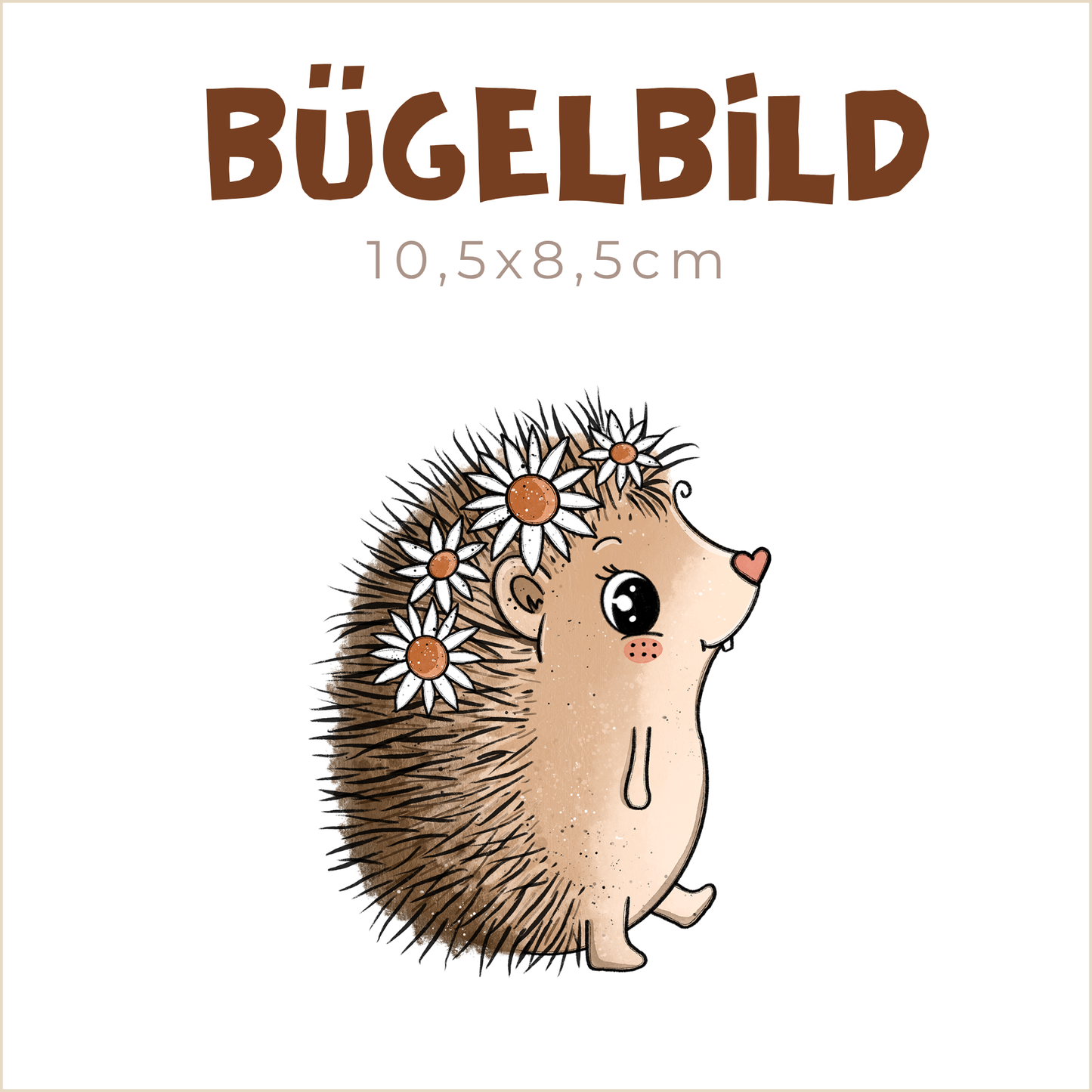 Bügelbild Igel Anna mit Blumen | 10,5x8,5cm