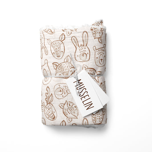 0.5m Musselin Im Wald beige