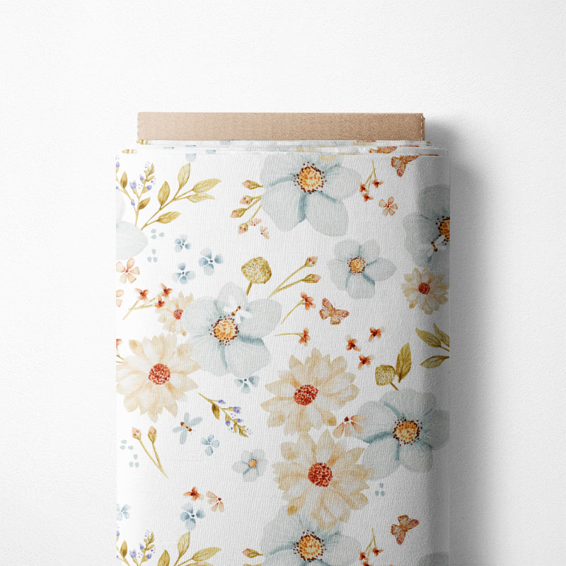 0.5m BIO French Terry Kathrin Flowers white