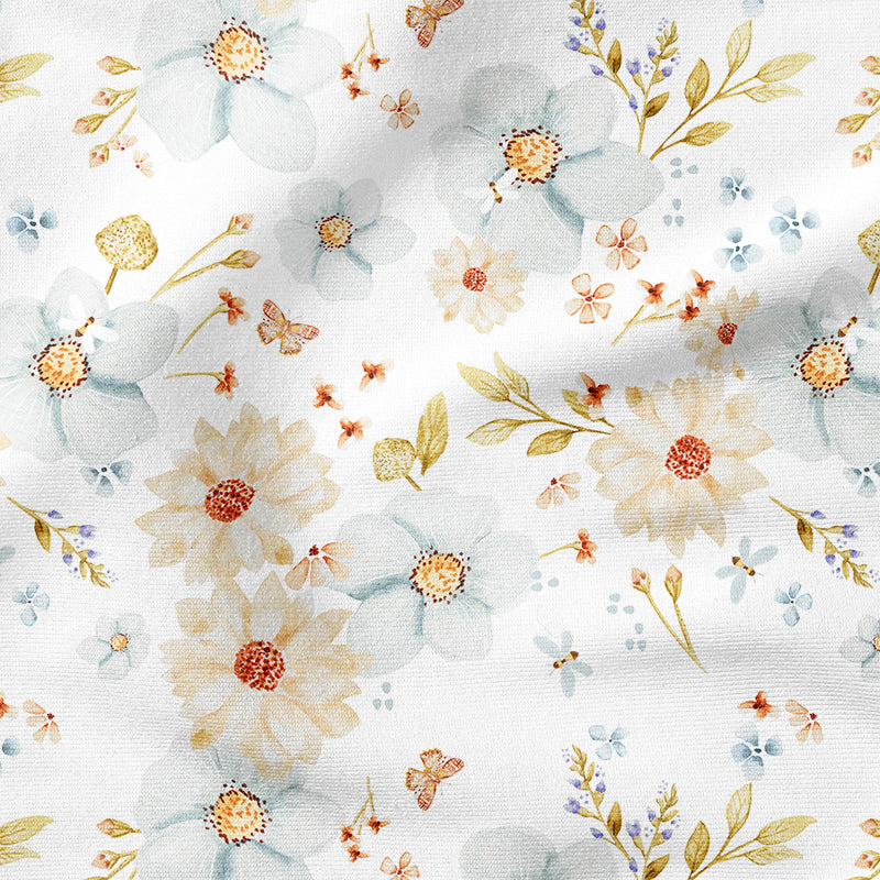 0.5m BIO French Terry Kathrin Flowers white