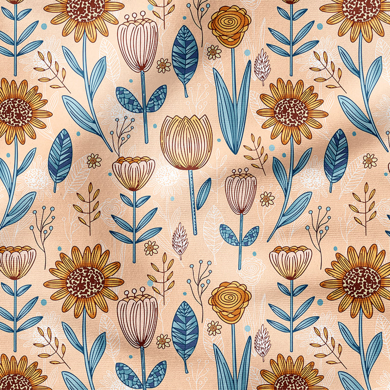 0.5m BIO French Terry Flowerart sommergelb
