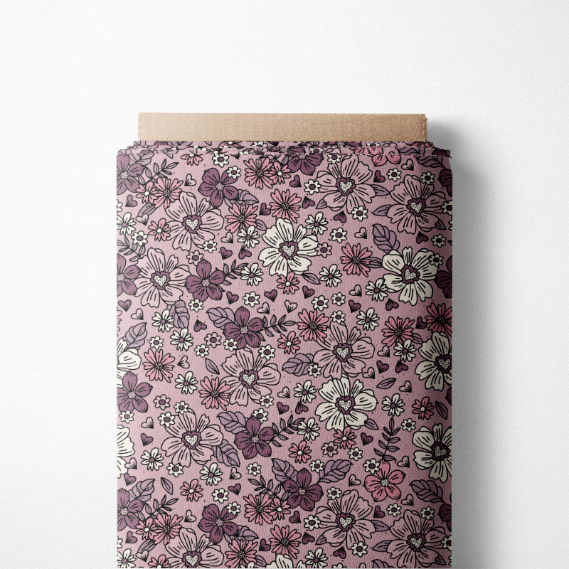 0.5m BIO French Terry Flowerlove violett *STOFFÜBERSICHT*
