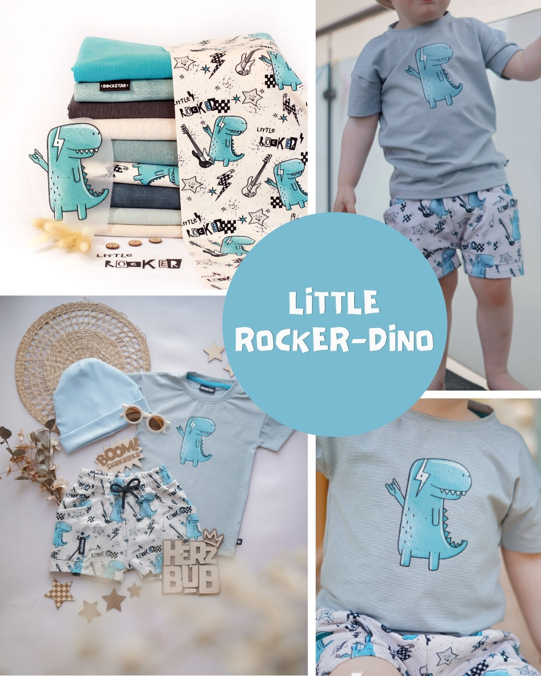 Bügelbild Little Rocker-Dino | 13x10cm