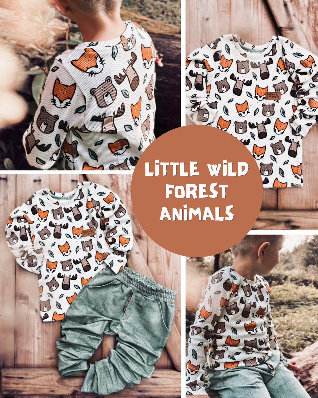 0.5m French Terry Little Wild Forest Animals