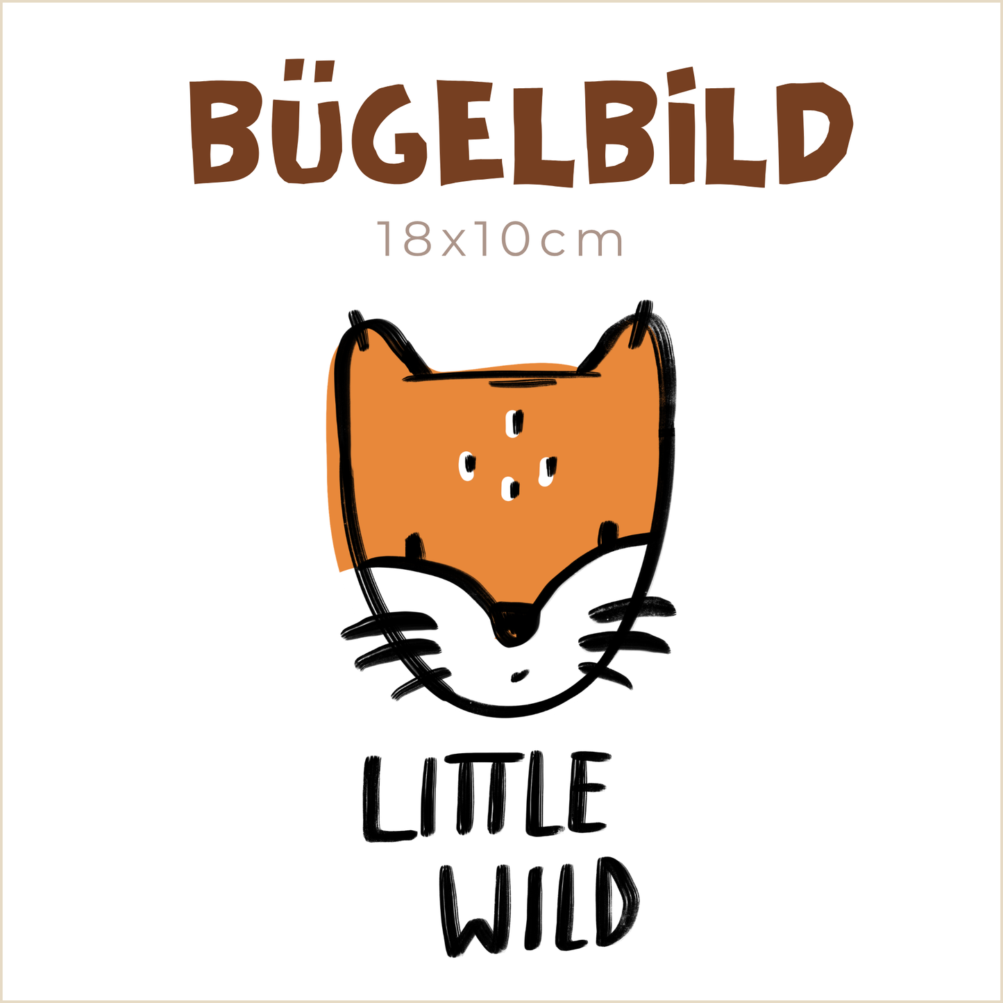 Bügelbild Little Wild Forest Animals: Fuchs mit Schrift | 18x10cm