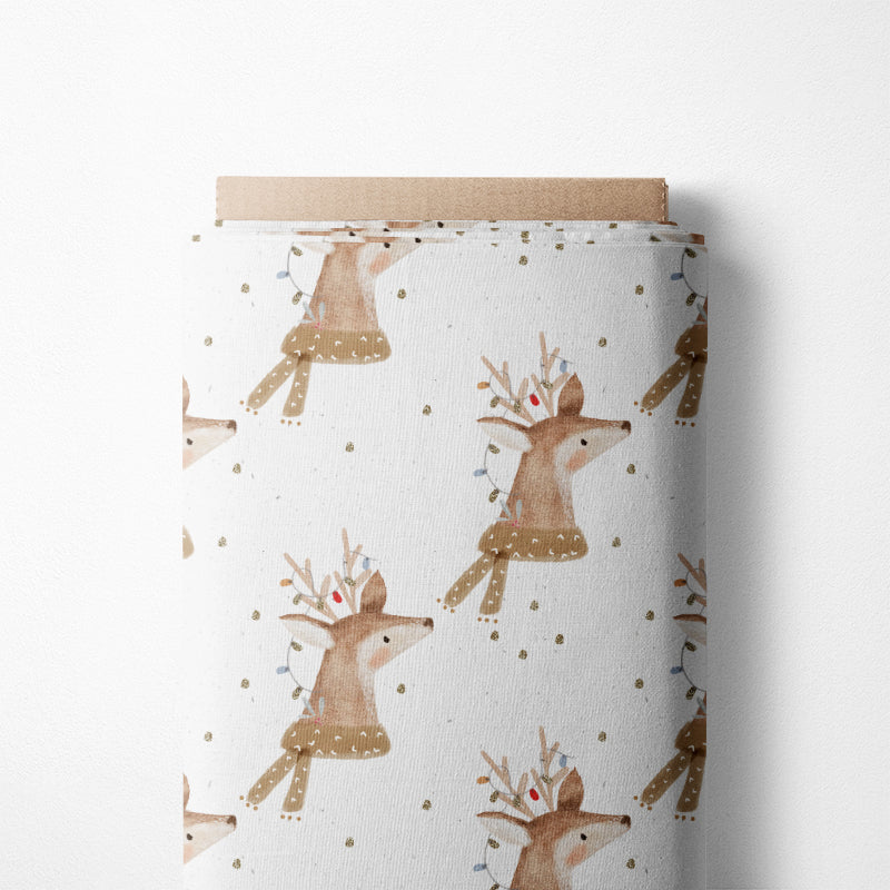 0.5m BIO French Terry Merry Deer white *STOFFÜBERSICHT*