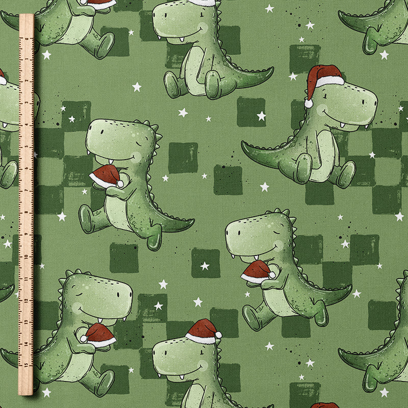 0.5m French Terry Merry Rex-Mas grün