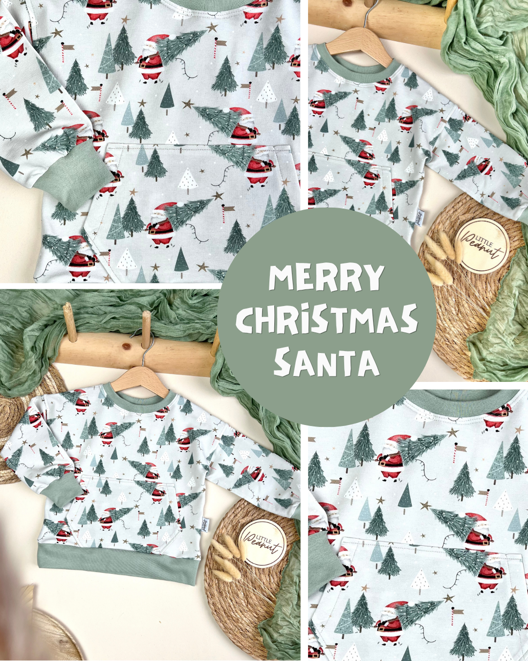 0.5m BIO French Terry Merry Christmas Santa