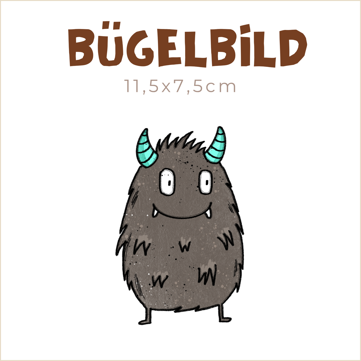 Bügelbild Mini Monster grau | 11,5x7,5cm