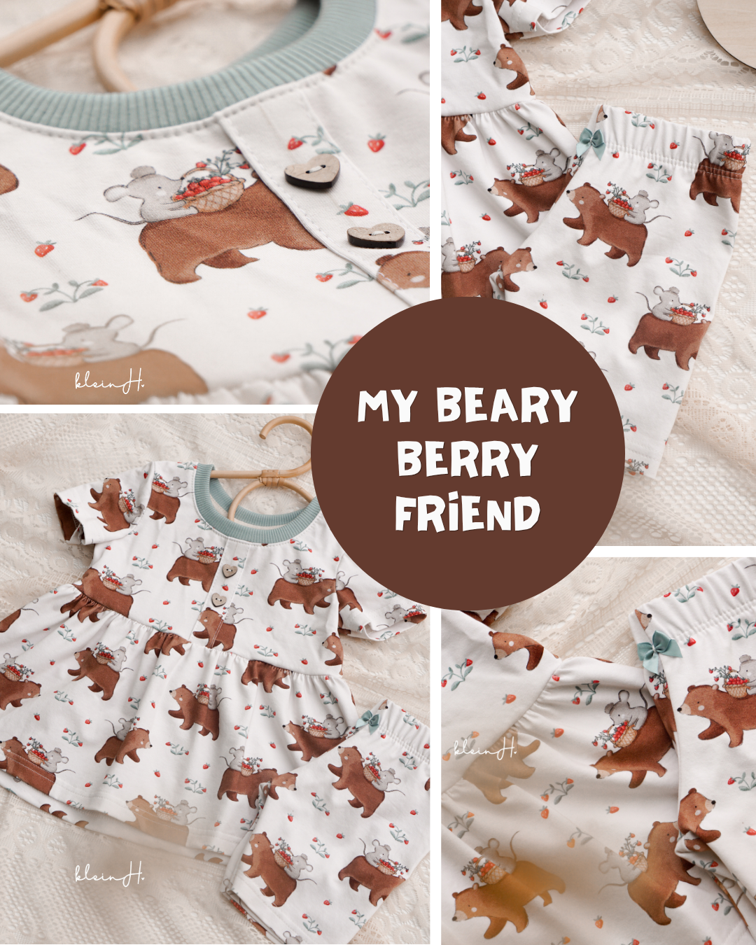 RESTSTÜCK 100cm BIO French Terry My Beary Berry Friend