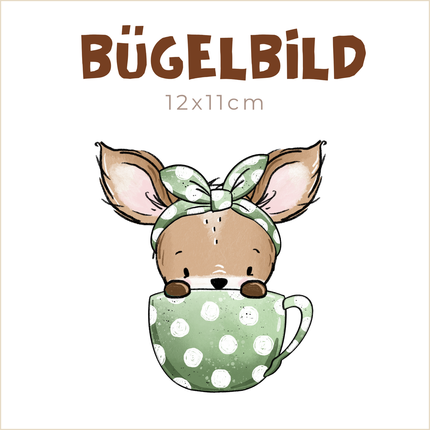 Bügelbild Rehlina Tasse grün | 12x11cm